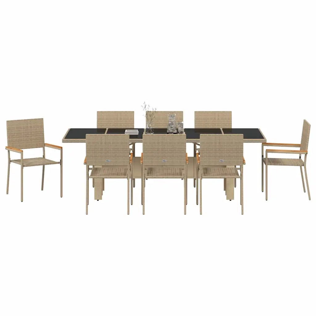 Set da Pranzo per Giardino 9 pcs Beige polyrattan 3365416