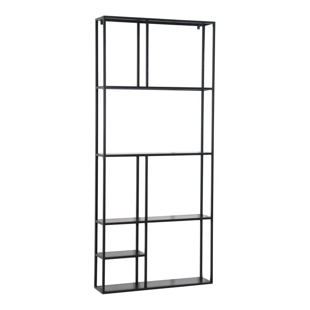 Scaffale da Parete Jämijärvi in Acciaio con Scomparti Aperti 180 x 80 x 18 cm Nero, opaco [en.casa]
