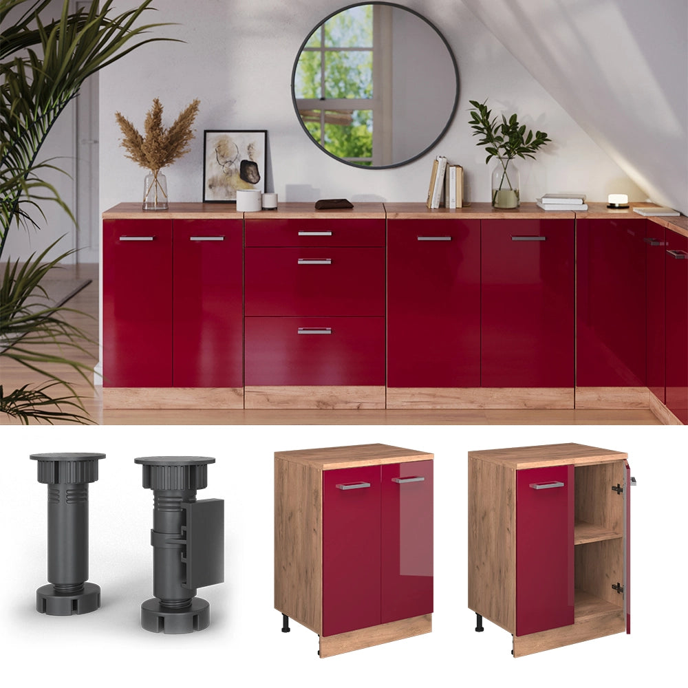 Mobile per mansarda Rion Rosso lucido/Rovere dorato 60 x 83.8 cm senza inclinazione con 2 ante Vicco