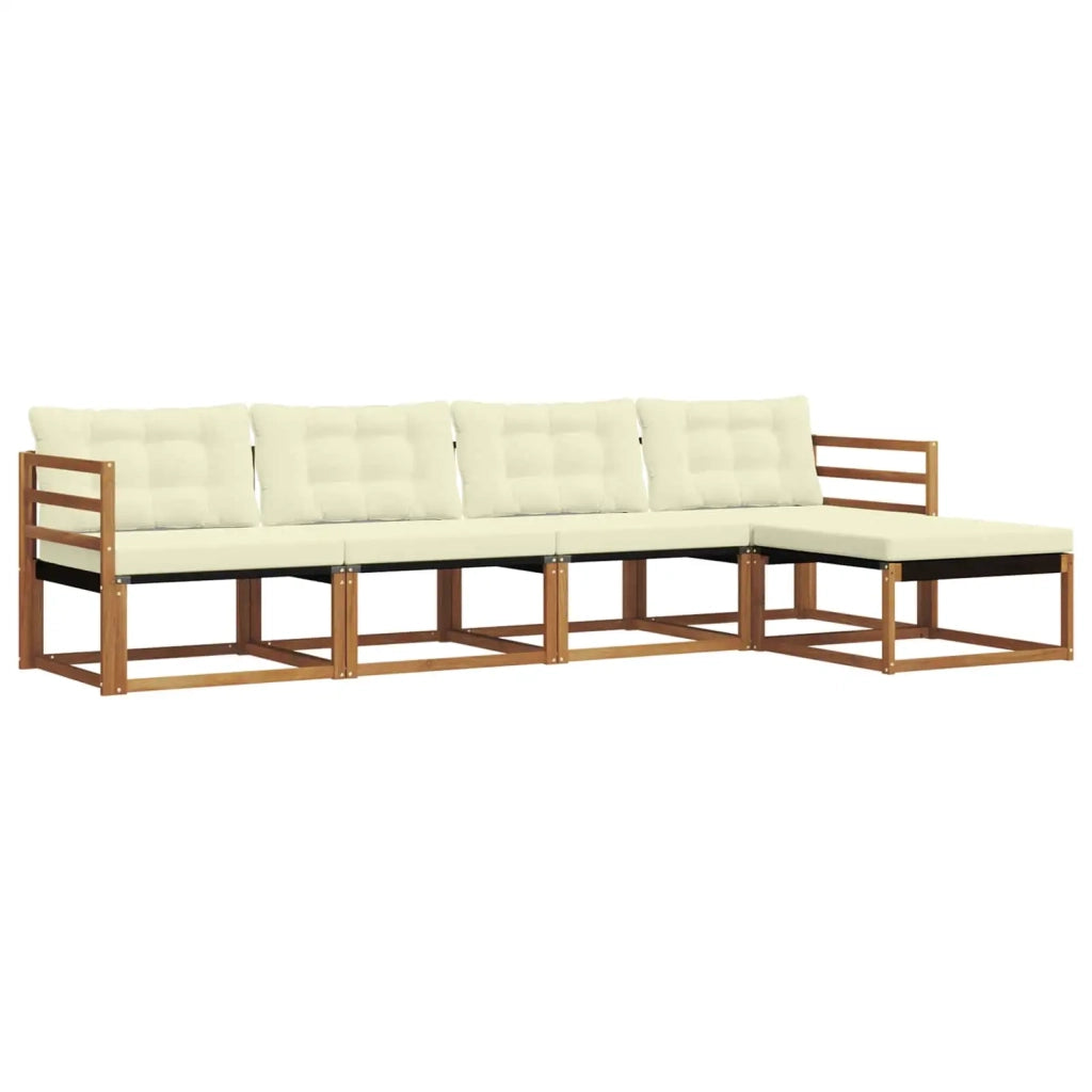 Set di divani da esterno con cuscino 5 pcs Naturale e Crema