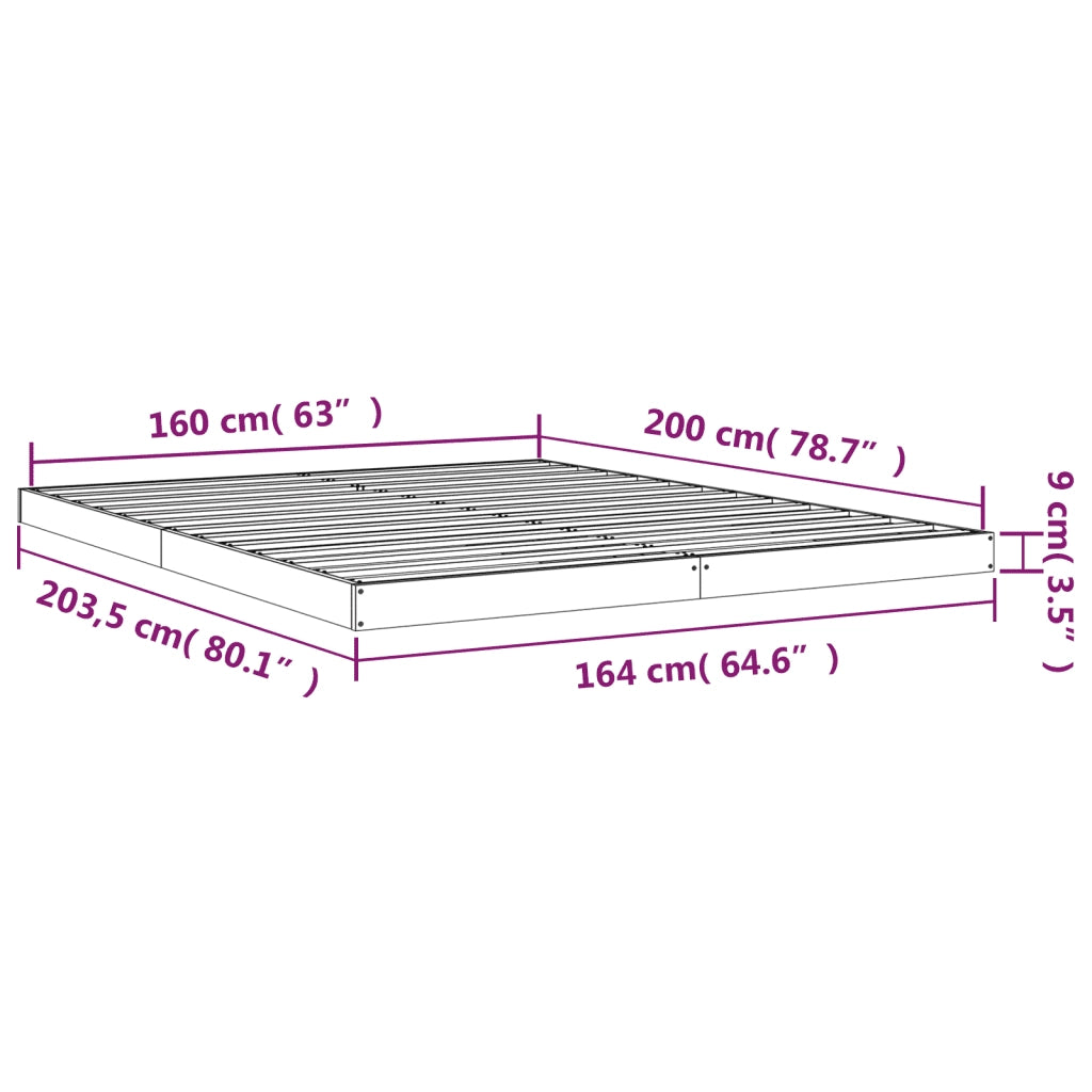 Giroletto senza Materasso-Struttura Letto 160x200 cm in Legno Massello di Pino 104508