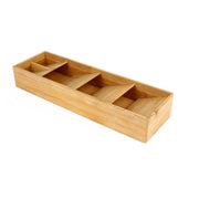 Organizer Posate in Bambù 5 Scomparti per Cassetto con Piedini Antiscivolo Beige Cheffinger