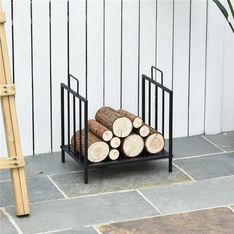 PORTALEGNA PER CAMINO 15KG MAX PER INTERNO ED ESTERNO CON 2 MANIGLIE, IN METALLO, 44.5X33X46.5 CM, NERO