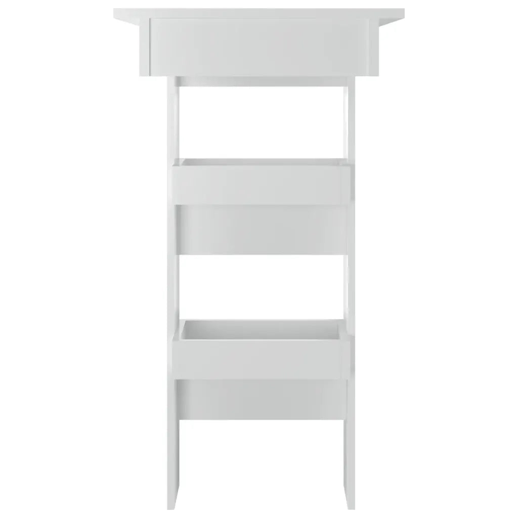 Bancone da Muro Bianco Lucido 102x45x103,5 cm Legno Compensato 811787