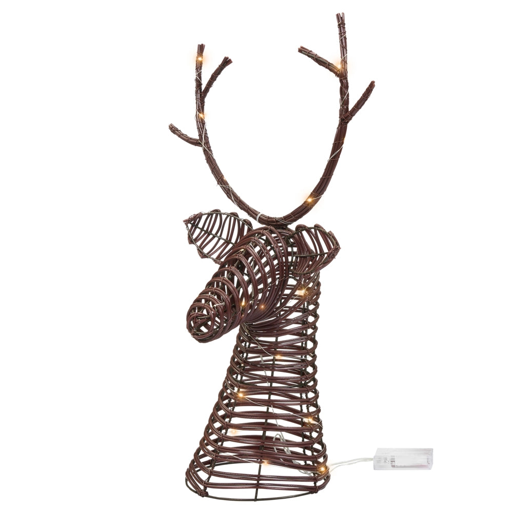 Decorazione Natalizia LED Renna in Ferro Marrone Scuro 60 cm con 30 Lampadine