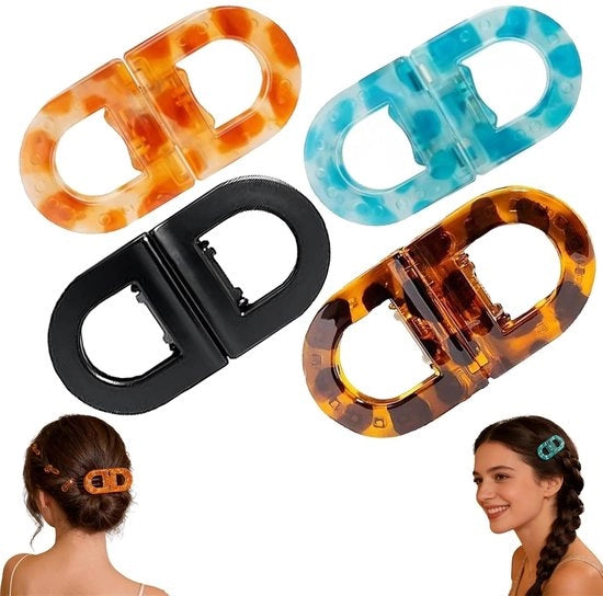 4 Klemme per Capelli Magnetici - Estremamente Solide e Anti-Slittamento - Design 2-in-1 per Ogni Giorno - Soffice per Tutti i Tipi di Capelli