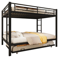 Letto a castello metallico-Xylo-140x200cm, barriera alta, nero