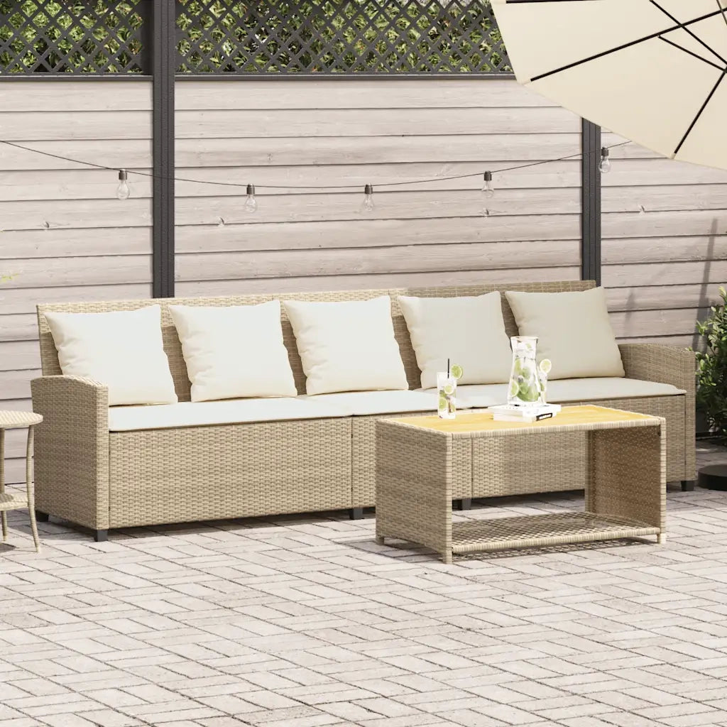 vidaXL Divano da Giardino con Cuscini a 5 Posti Beige in Polyrattan