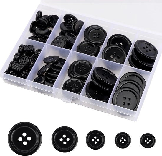100 punti di cucito neri 4-gatti grandi, punti di cucito neri (10-25 mm), punti di cucito per giacche, punti di cucito neri per cucire – adatti per cucire abiti, giacche e camicie – con scatola di contenimento
