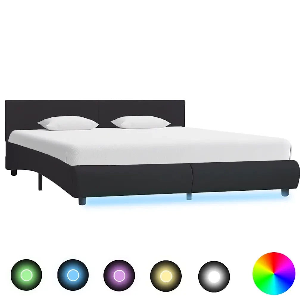Giroletto con LED-Struttura Letto Nero in Similpelle 160x200 cm 373166