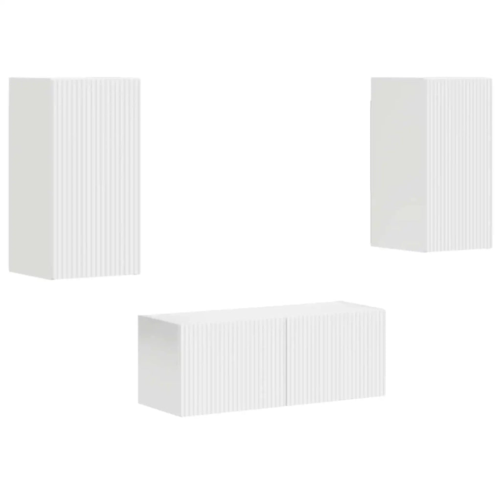 Set mobile TV Montaggio a parete 2 pcs Bianco Legno multistrato
