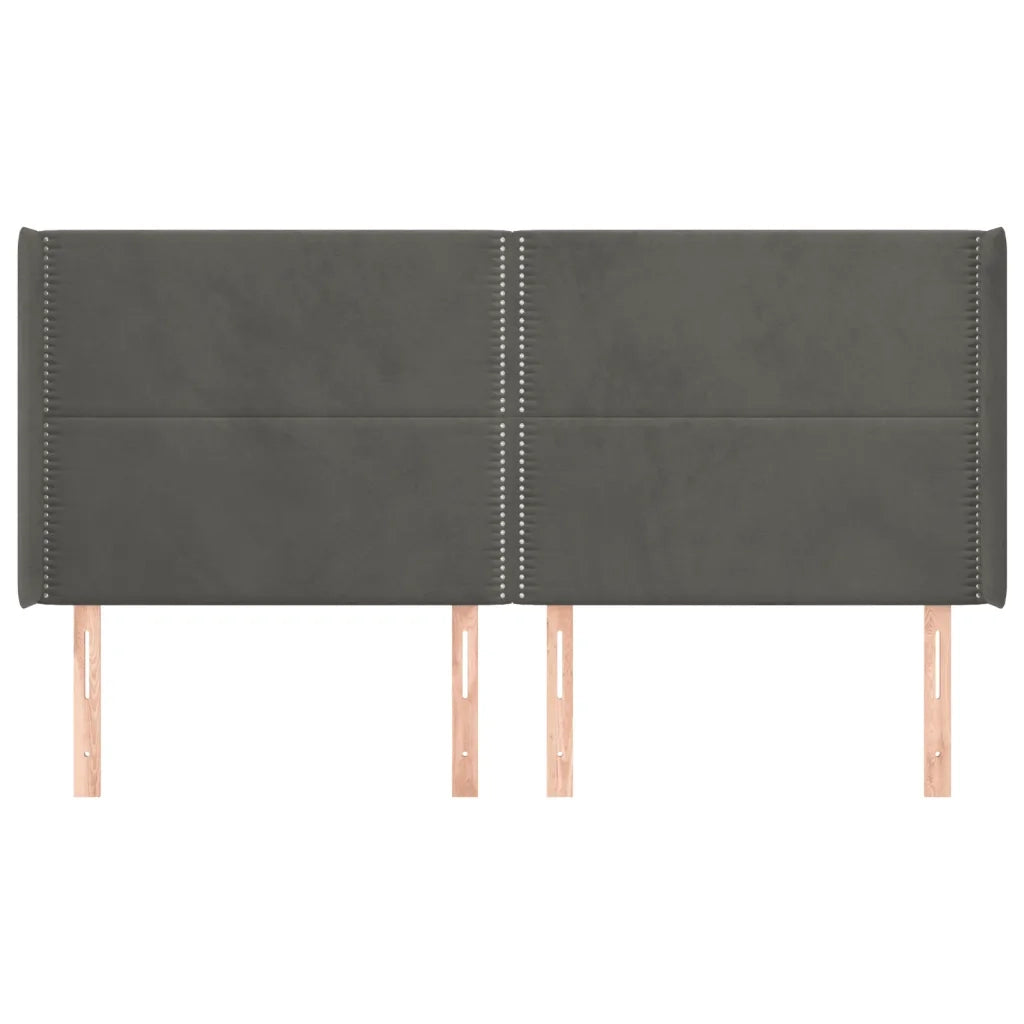 Testiera | Testata ad Orecchio GrigioScuro 163x16x118/128cm in Velluto