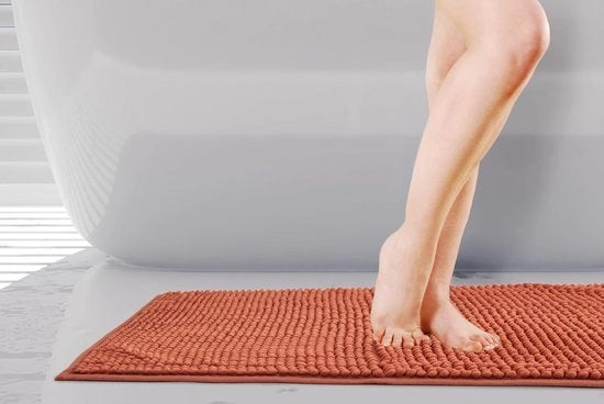 Tappeto Antiscivolo per Bagno - Soft Touch - 1 pezzo - Arancione Abbrustolito - 45x75 cm
