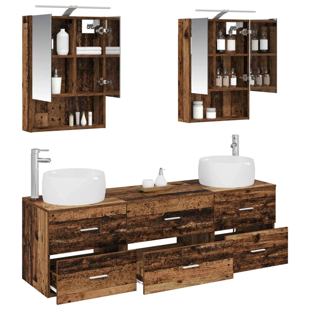 Set di mobili per il bagno 5 pcs Legno antico 3407005