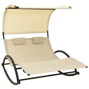 Lettino prendisole sedia a sdraio lettino prendisole letto da giardino mobili da giardino mobili da esterno doppi con baldacchino textilene crema 02_0012720