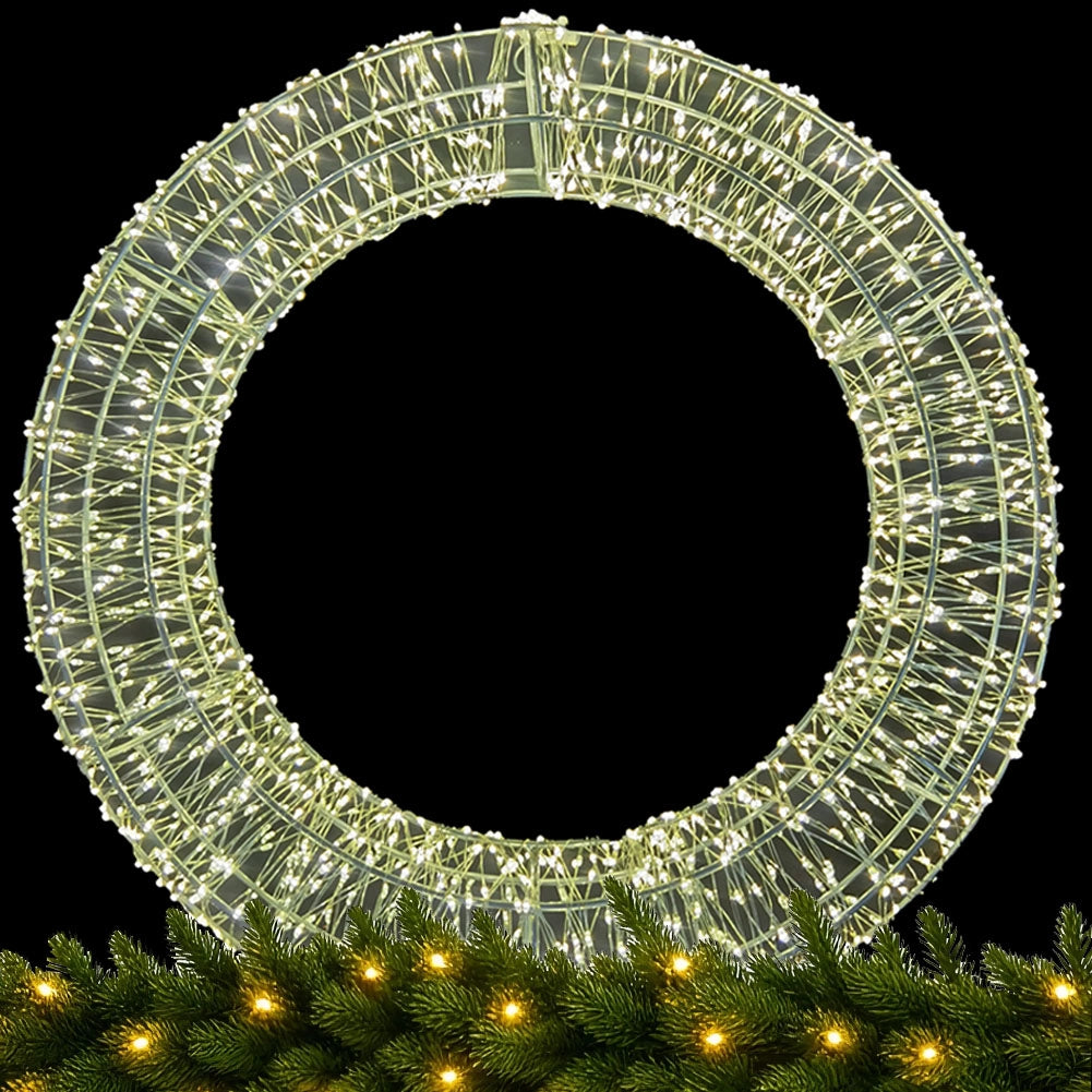 Ghirlanda Natalizia 3D in Metallo con 2400 Luci LED Diametro 70 cm da appendere