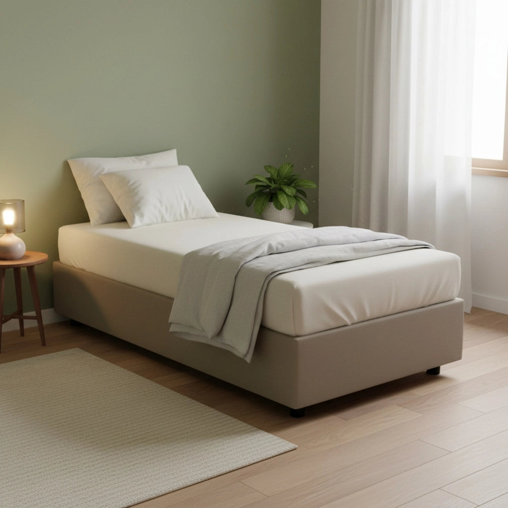 Nantine, Letto Singolo Materasso Incluso Made in Italy, Grigio Tortora