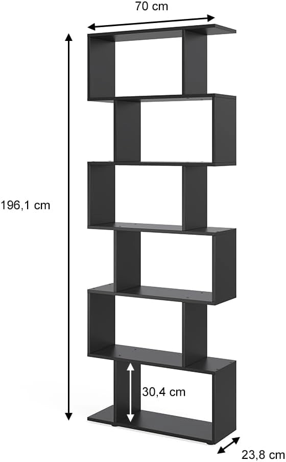Divisorio per ambienti Levio, Nero, 70 x 192.2 cm, per una suddivisione flessibile degli spazi in forma a Z, posizionabile su entrambi i lati