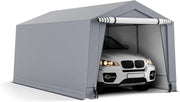 Tendone Garage 2,9 x 4,9 m, Telaio in Acciaio Zincato, Travi Triangolari Rinforzate, per Auto, Moto, Biciclette, Carico e Evento all'aperto, Grigio