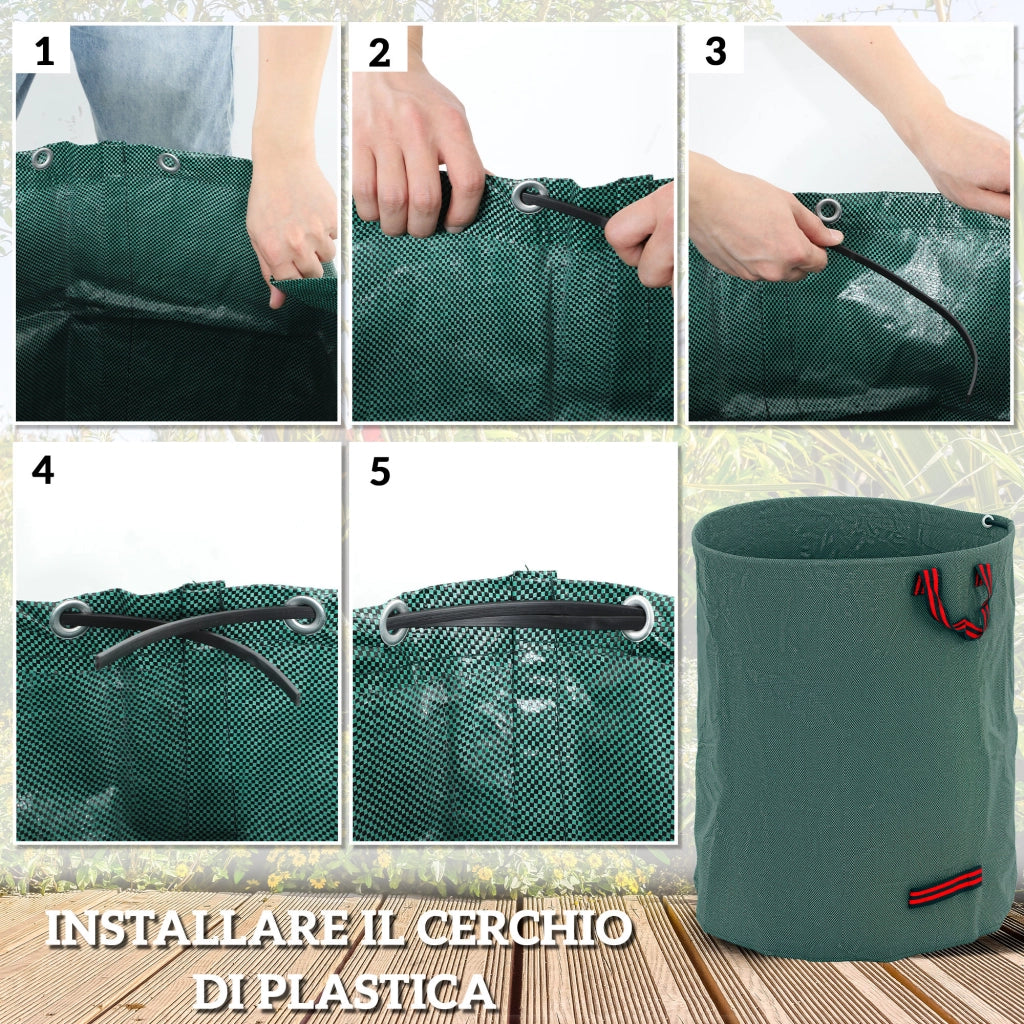 Sacchi Rifiuti Giardino 3 Pezzi ¨C zephmum ¨C Verde 300L ?67x84cm