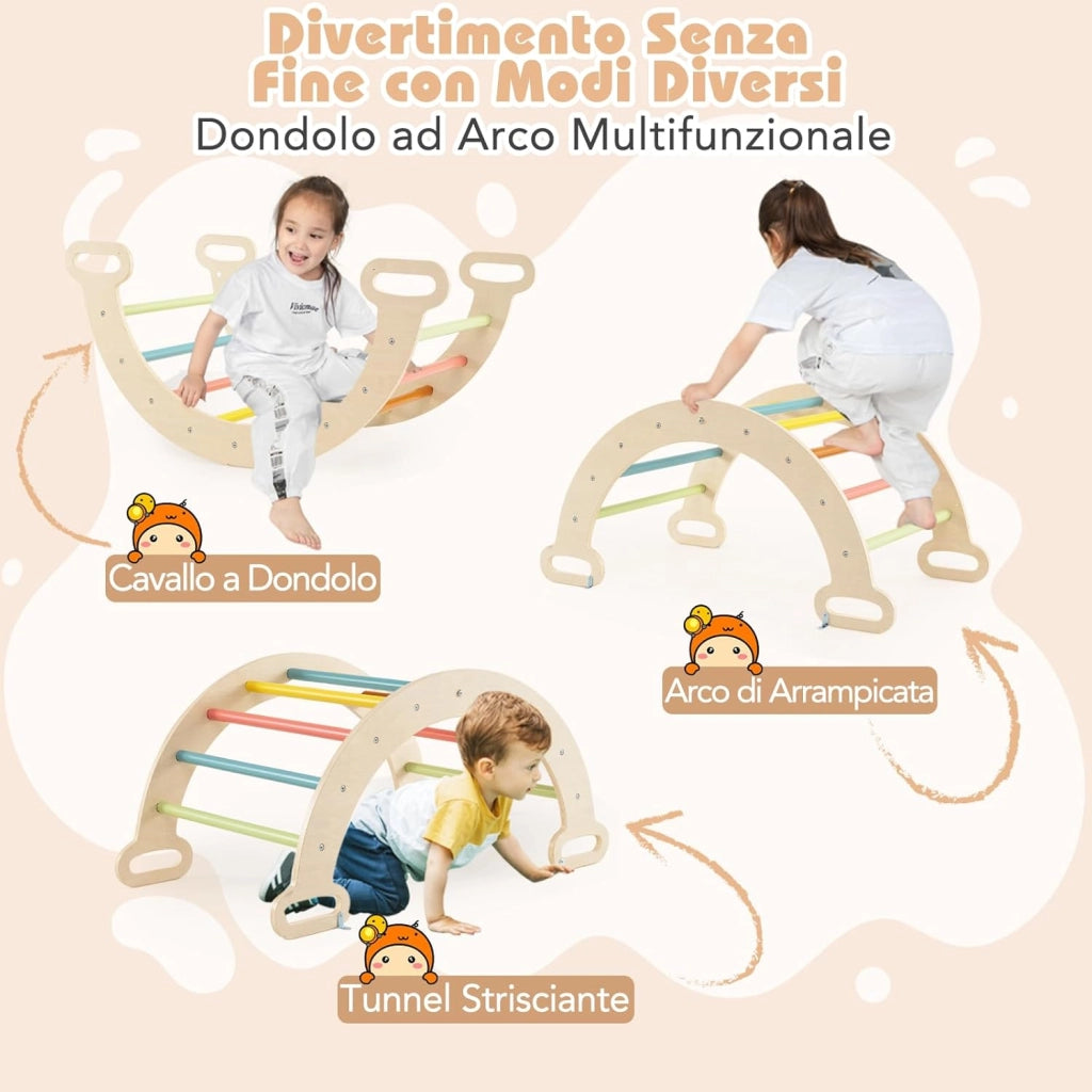 4 in 1 Set da Arrampicata per Bambini, Giocattoli da Arrampicata a Triangolo con Triangolo Arco e Salita, Ideale per Bambini 1 Anni + (Macaron)