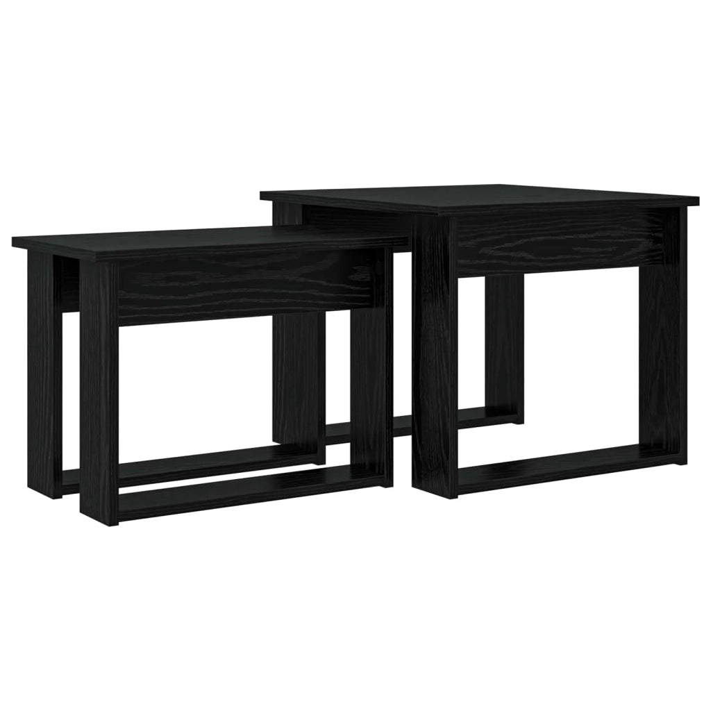 Set di Tavolini da Caffè 2 pcs Rovere Nero Legno multistrato