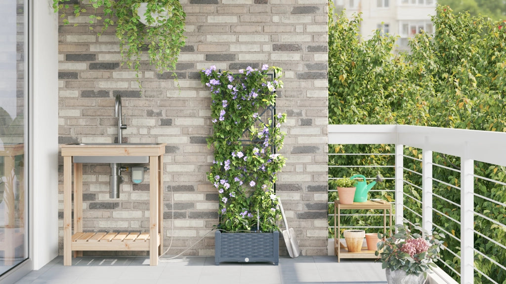 Fioriere da giardino con sistema di irrigazione leggera grigio chiaro