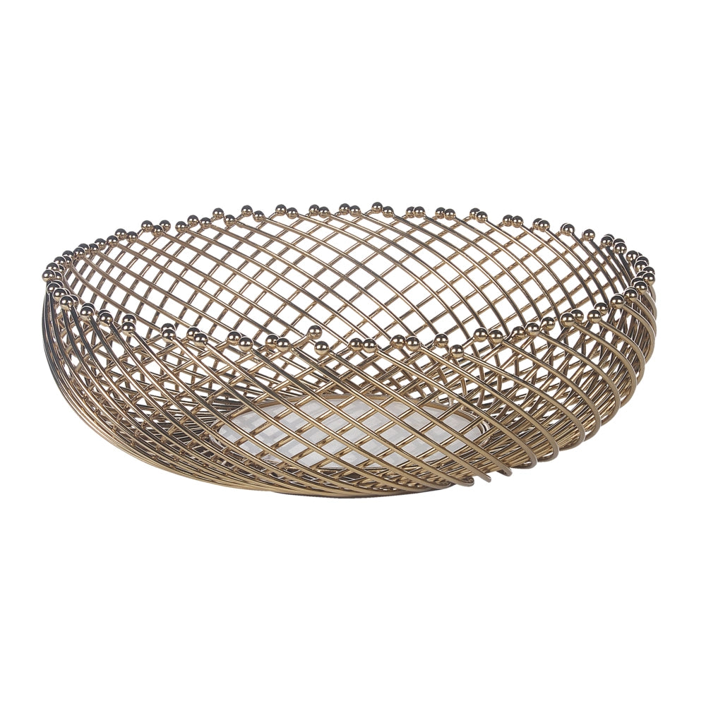 Vassoio decorativo in metallo dorato rotonda d'accento Design traforato
