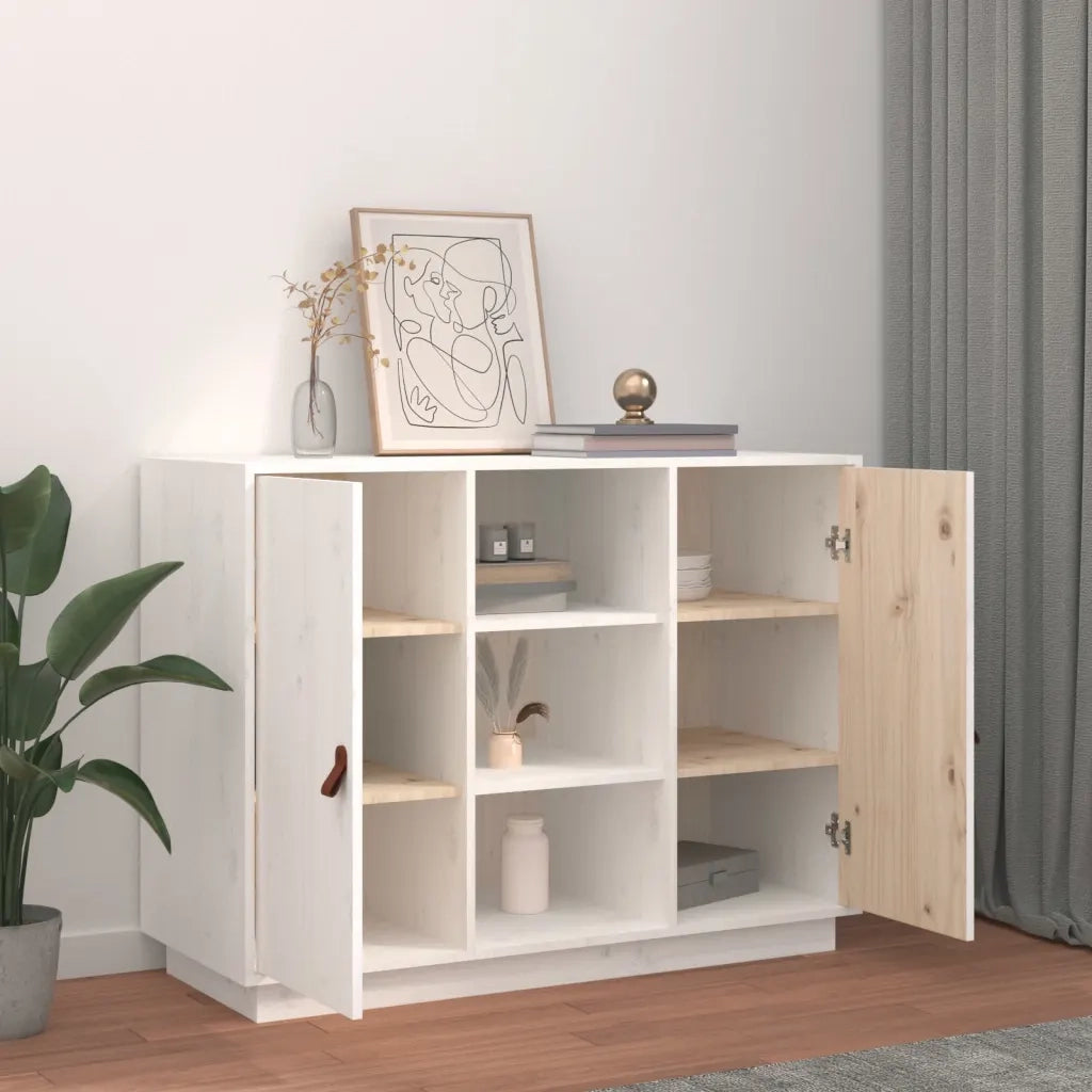 Credenza | Madia | Buffet da pranzo | Armadio da pranzo Bianca 100x40x75 cm in Legno Massello di Pino