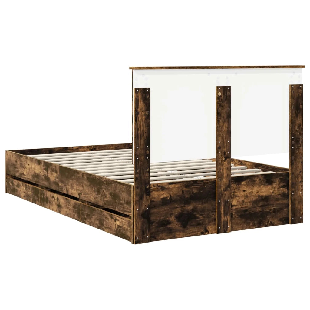 Struttura del letto con cassetto Rovere fumé 120 x 190 cm 3409479