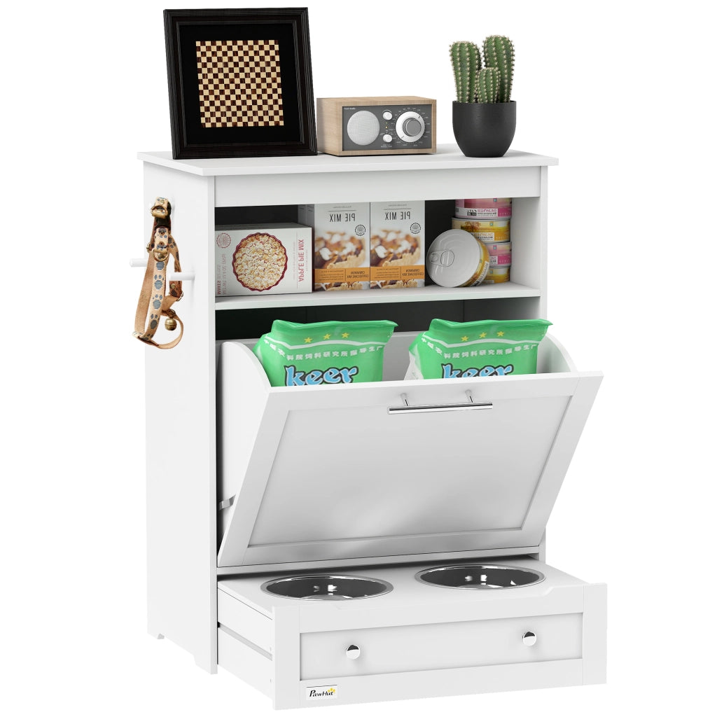 Armadio per animali domestici con ciotole e ganci ¨C zephmum ¨C MDF bianco