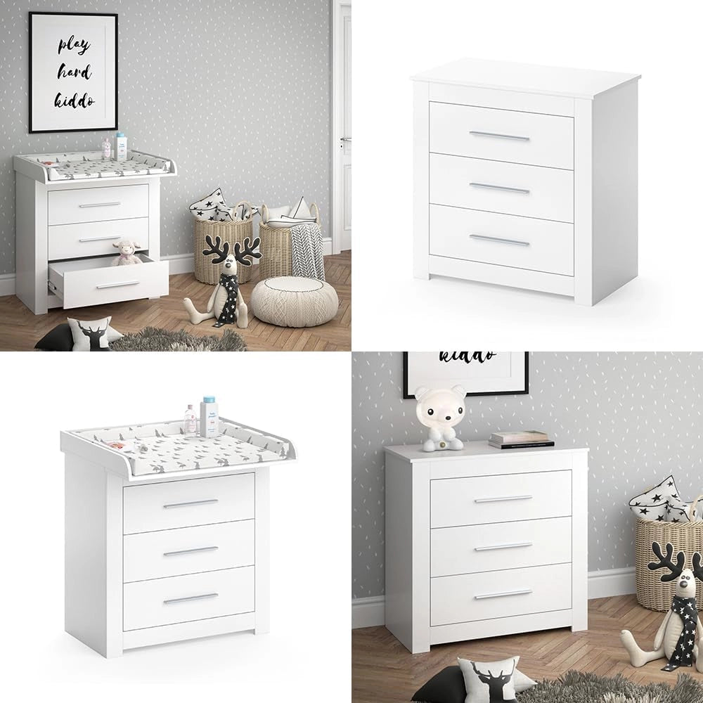 Fasciatoio Miro, Bianco, 86.6 x 86.5 cm, convertibile in cassettiera grazie al fasciatoio rimovibile