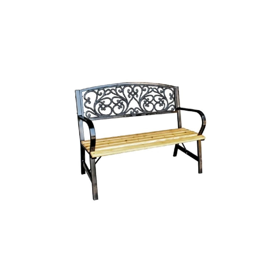 PANCHINA DA GIARDINO IN ACCIAIO LEGNO E GHISA PER ESTERNO 120X56X87H CM