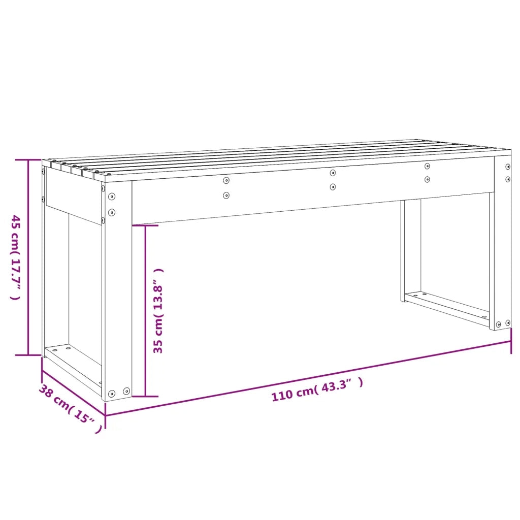 Panchina da Giardino | Panca da Giardino Grigia 110x38x45 cm Legno Massello di Pino