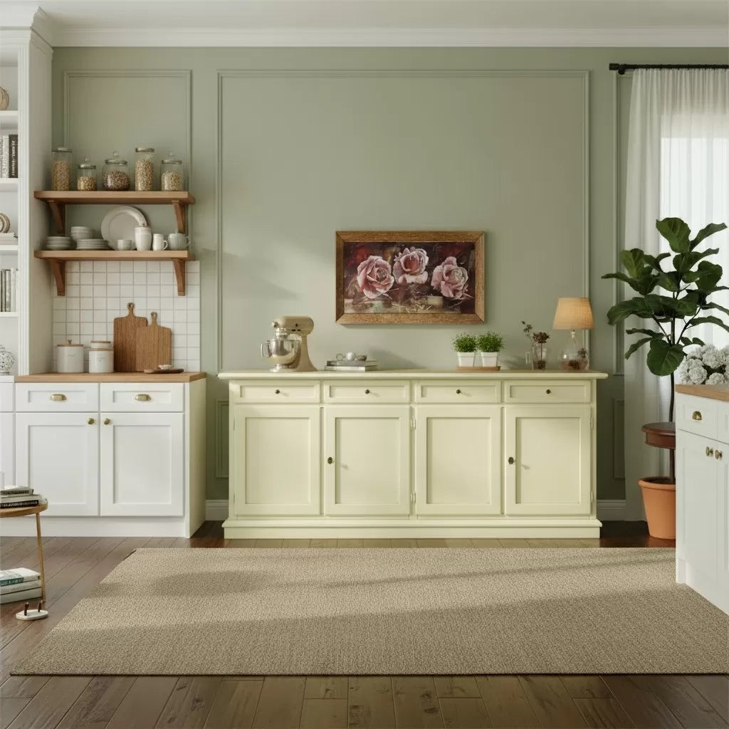 Madia credenza shabby chic in legno 4 porte avorio 205x42x85 - Mobili 2G