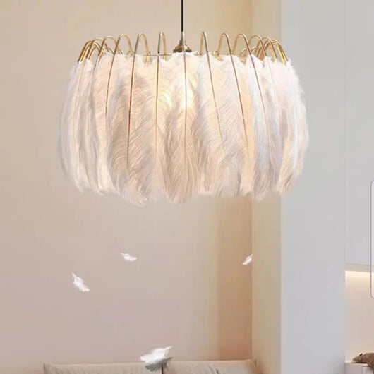 Lampada Da Soffitto Con Piume Boho App662 Gold