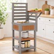 Mobile da esterno multifunzione con lavello a secco e rubinetto; 80 x 51 x 148;5 cm; legno naturale