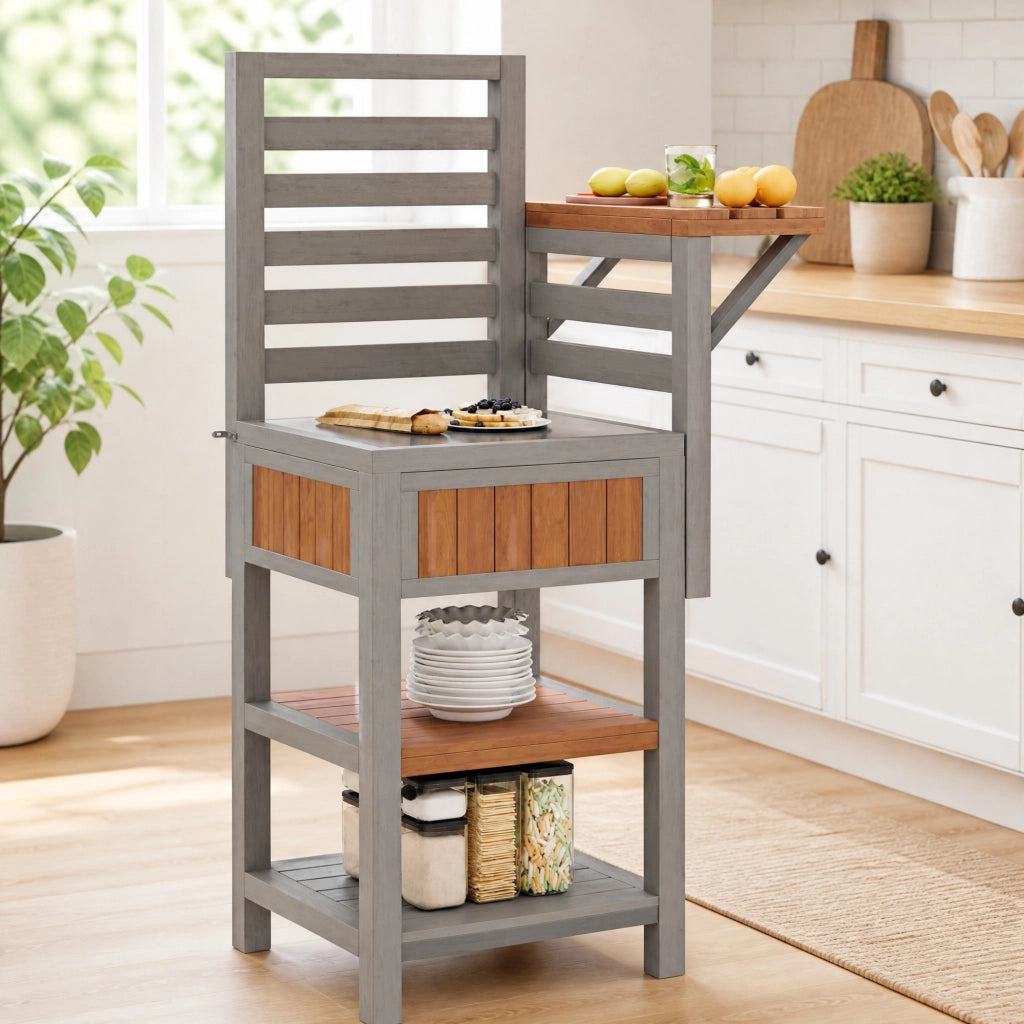 Mobile da esterno multifunzione con lavello a secco e rubinetto; 80 x 51 x 148;5 cm; legno naturale