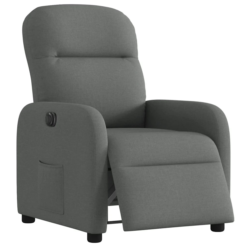 Poltrona | Sedia Relax Elettrica Reclinabile Grigio Scuro in Tessuto