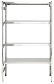Scaffalatura lineare in acciaio inox con ripiani ad incastro cm. 110x60x200h