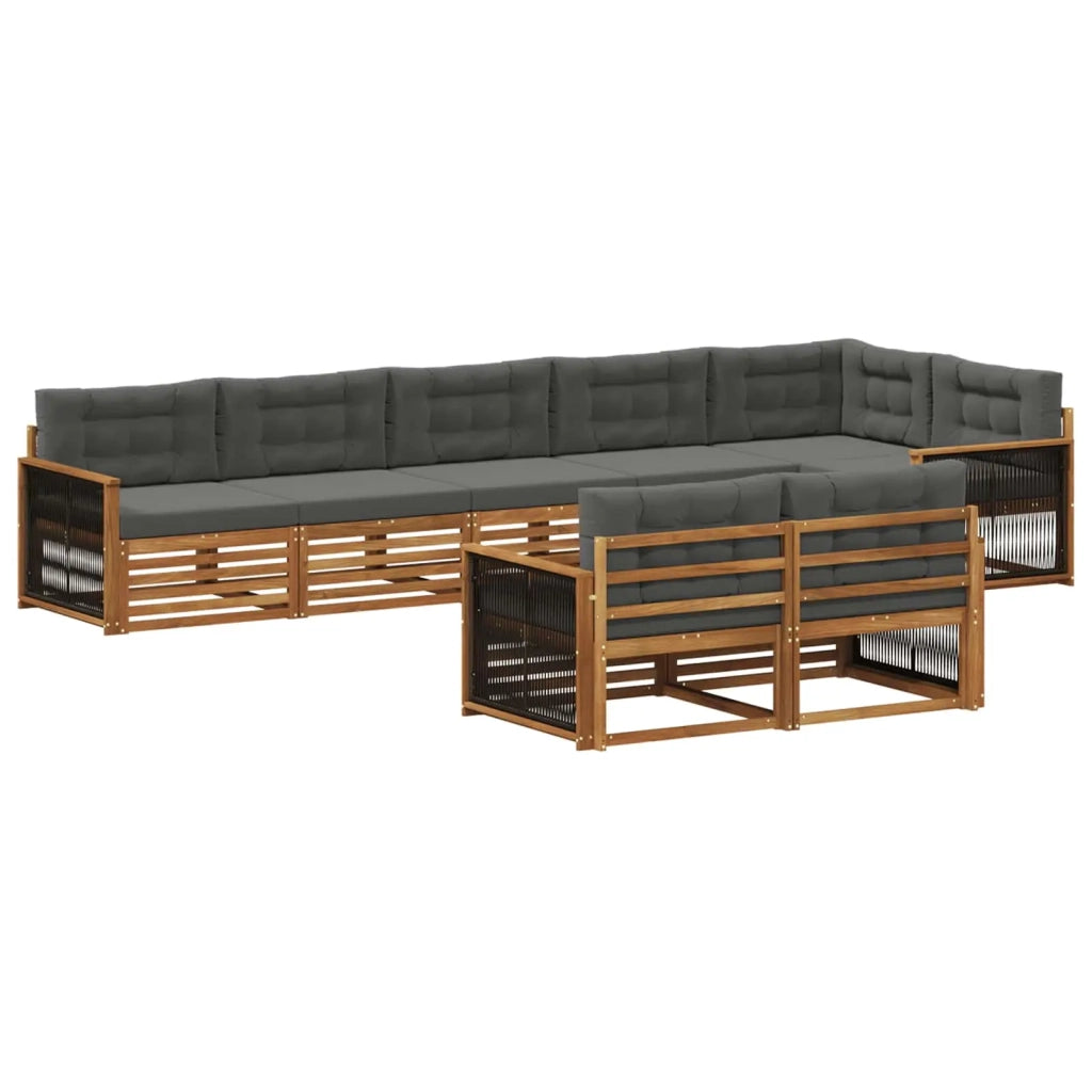 Set di divani da esterno con cuscino 8 pcs Naturale e Antracite