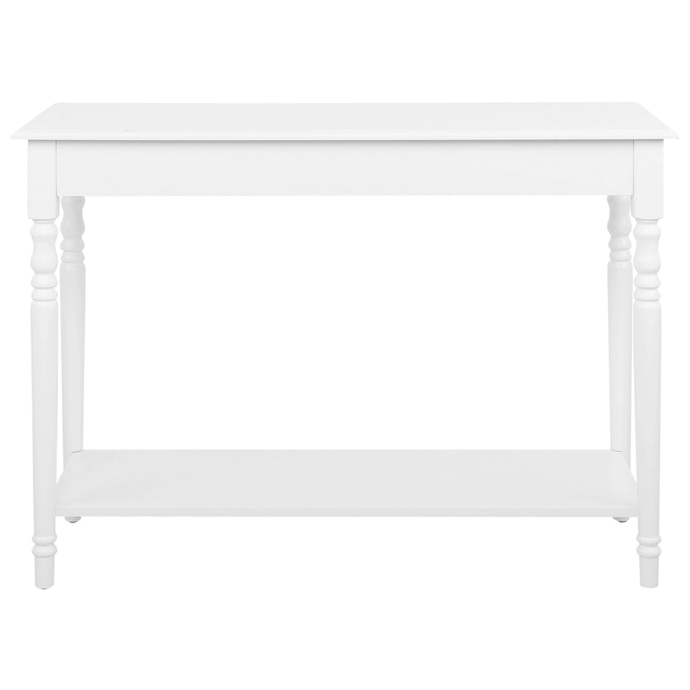 Consolle Piano in MDF bianco con gambe in legno di pino con toeletta a un cassetto