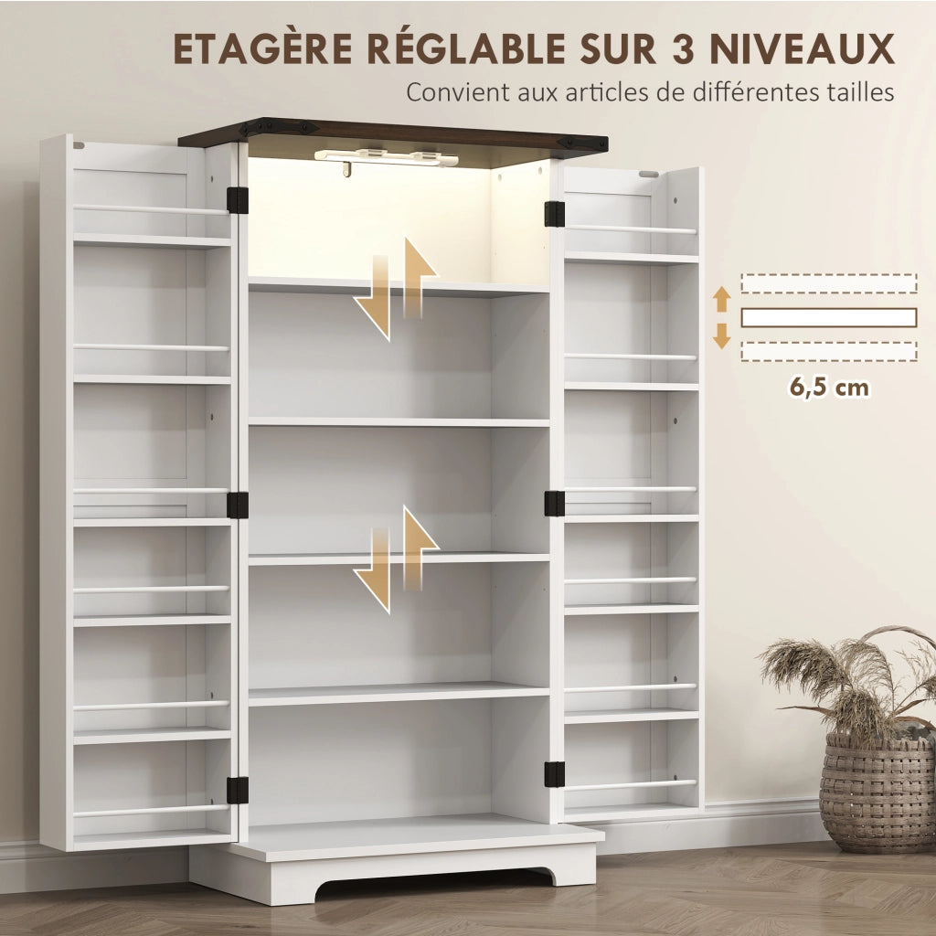 Mobile Cucina con 12 Ripiani ¨C Xylo ¨C Bianco con Luce LED, 60x40x120 cm