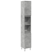 Armadietto Bagno | Armadio da bagno Grigio Cemento 30x30x190 cm Legno Multistrato