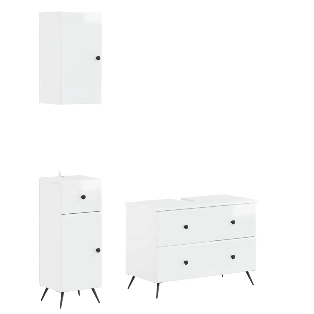 Set di armadietti da bagno in 3 pezzi BREDA Bianco Lucido 3417805
