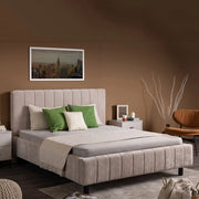 Letto Matrimoniale Exmouth, Letto Matrimoniale Dimensione Materasso 160x200 cm, Beige