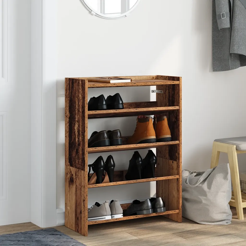 Scarpiera-Scaffale per scarpe Legno Antico 60x25x81 cm in Legno Multistrato