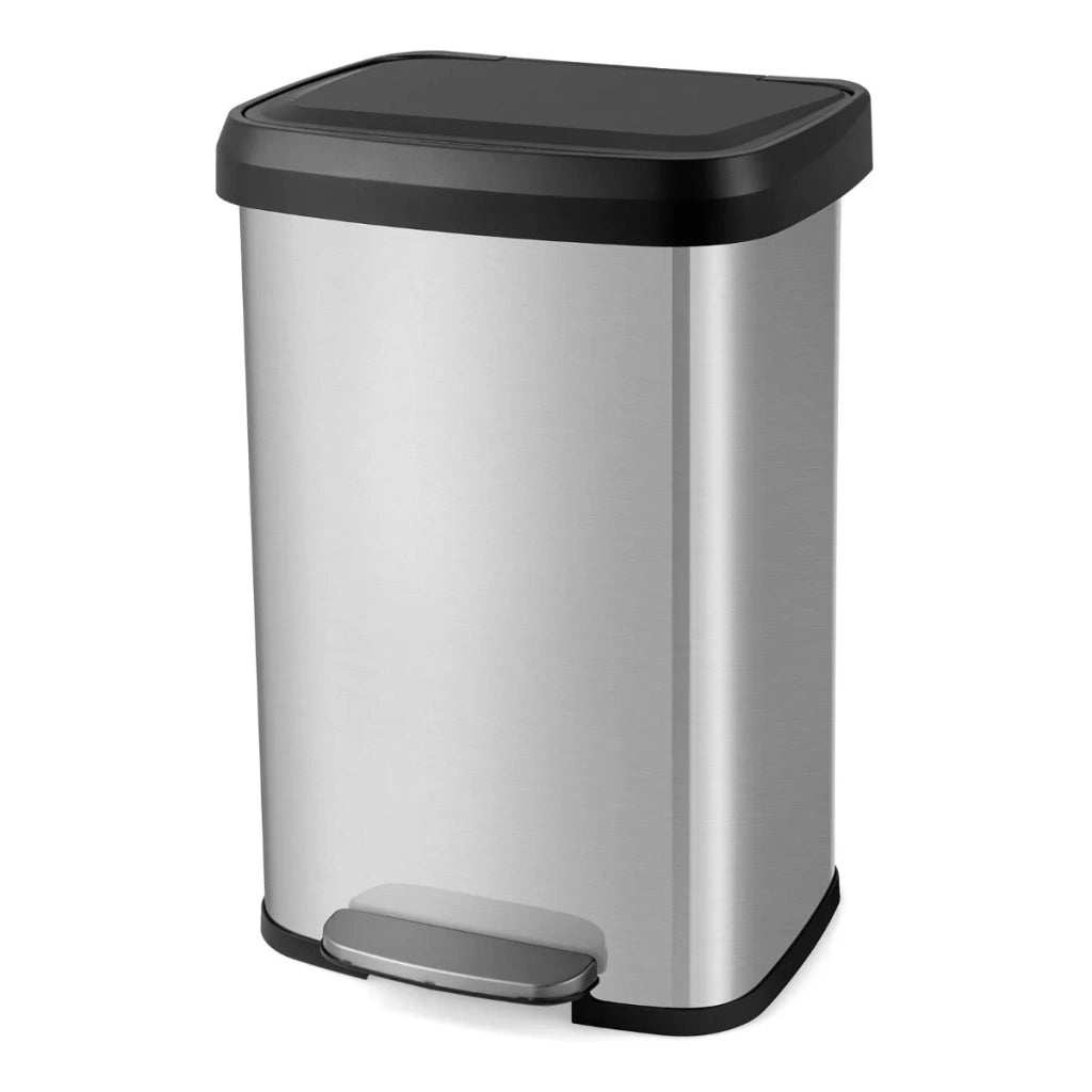 Pattumiera a pedale da 50 litri 41 x 39 x 61 cm grande capacità design moderno acciaio inox argento 20_0017329