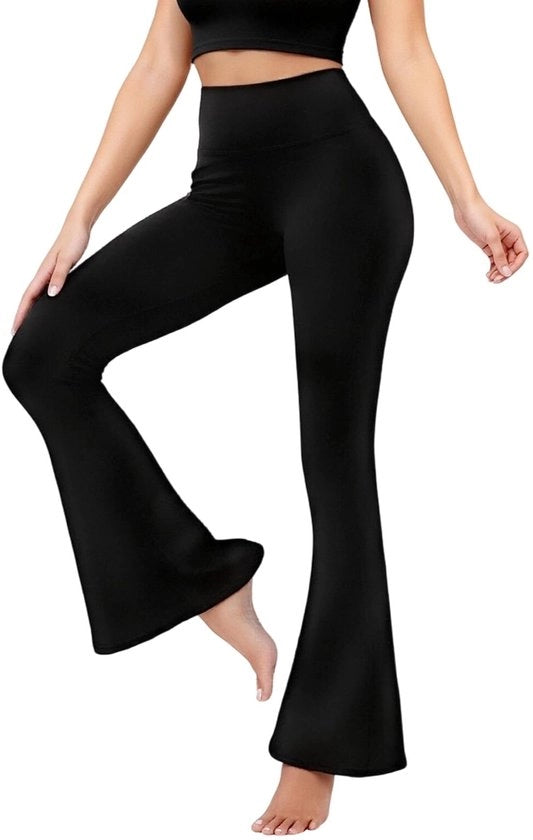 Pantaloni Yoga con Gambe Flare - Alta Cintura - Tubercollo Ampio - Corte - Materiale Respirante - Contorni 3D - Pantalon Yoga
