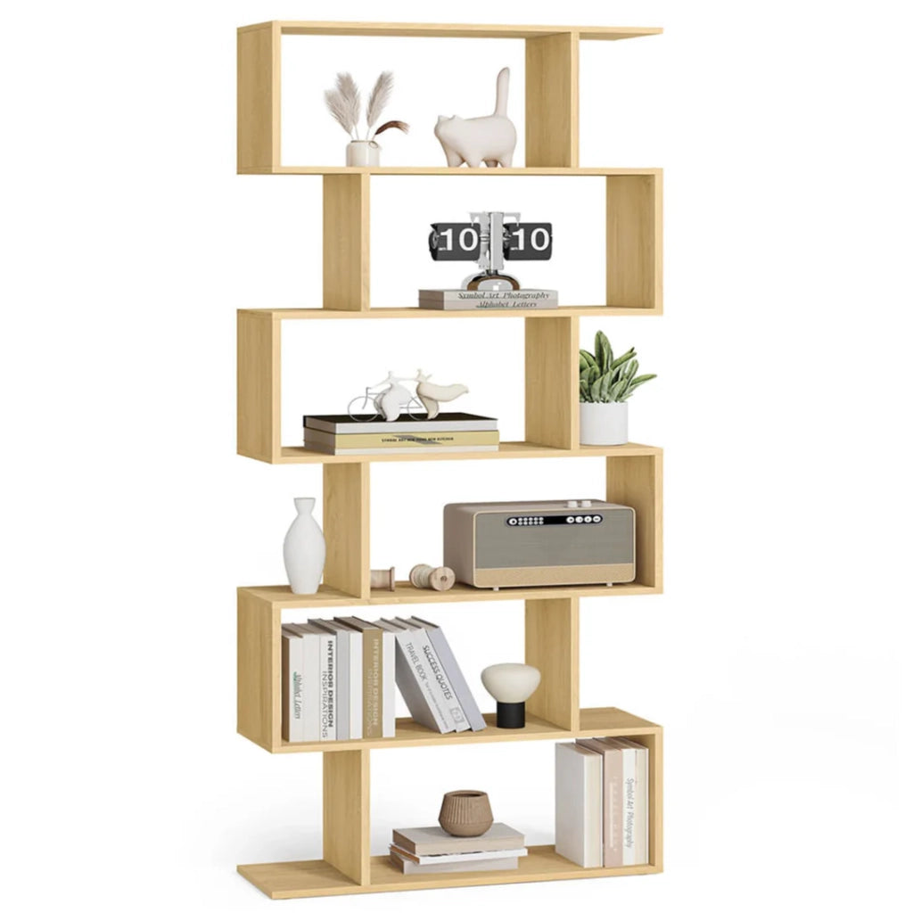 Libreria moderna a 6 ripiani divisorio per soggiorno camera da letto ufficio beige 12_0004221